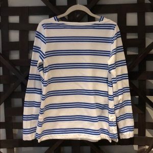 Blue and White Striped Cotton Shirt Sz S